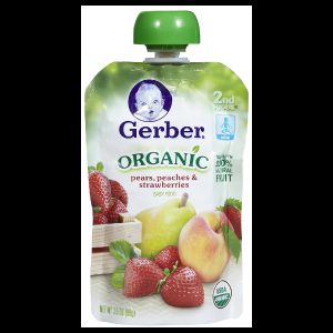 Gerber Organic 2nd Foods Peras Duraznos & Frutillas